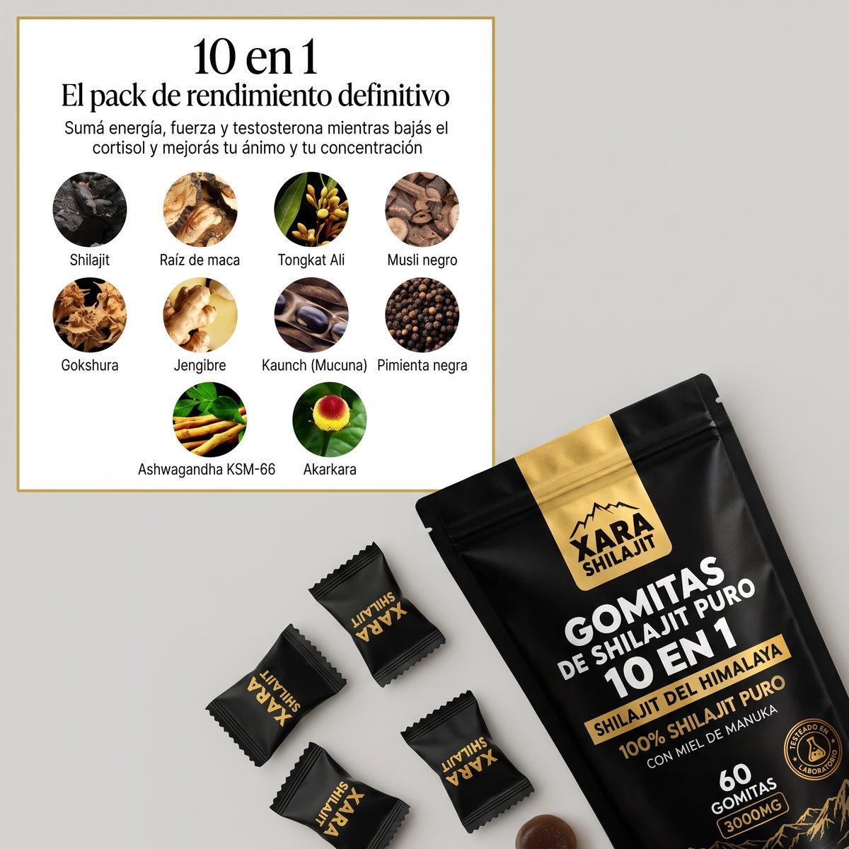 XARA Shilajit Gomitas 10 en 1